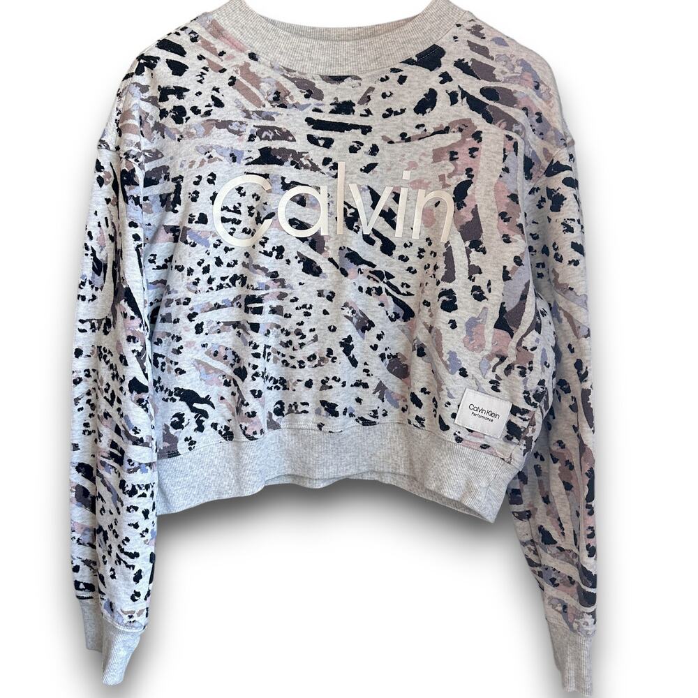 Calvin Klein Cropped Camo Sweatshirt- Size XL